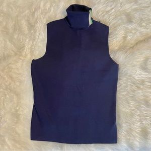 Ralph Lauren Golf Ribbed Turtleneck Tank Women’s Navy Blue Size M